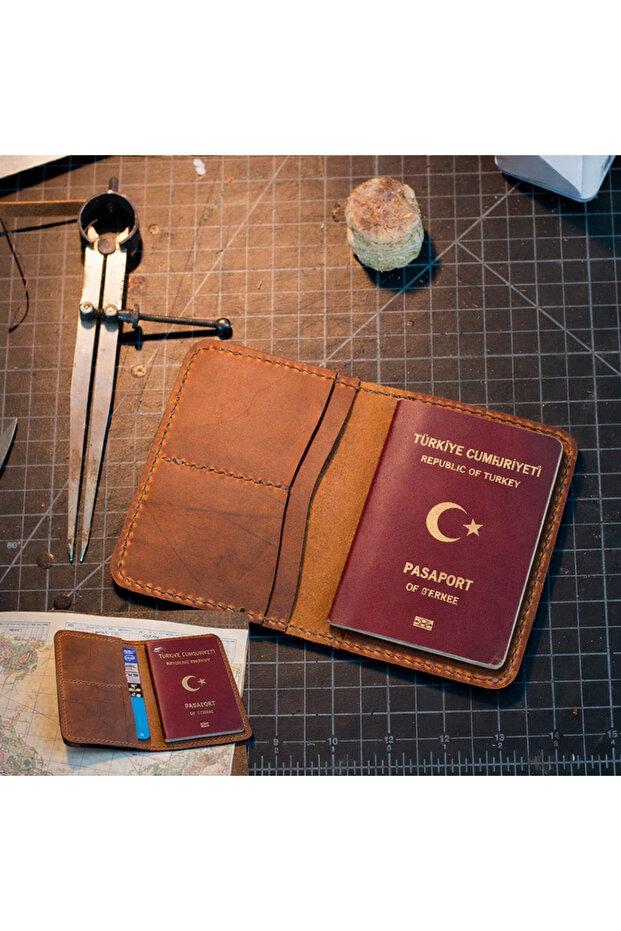 Genuine Leather Passport Cover Hand Sewn