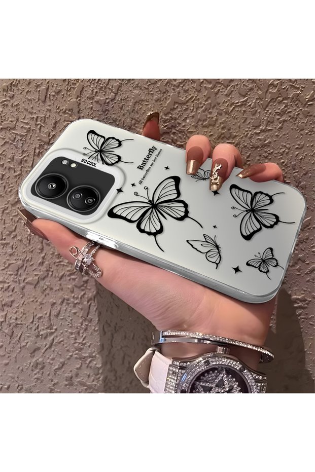 متوافق مع Poco C65، تصميم نازاريك على شكل فراشة، حماية كاملة، غطاء أنيق