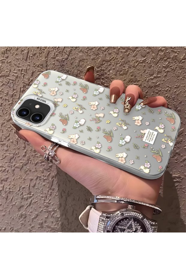 iPhone 11 Compatible Plain Floral Case, Drop-Resistant Silicone, Stylish and Durable