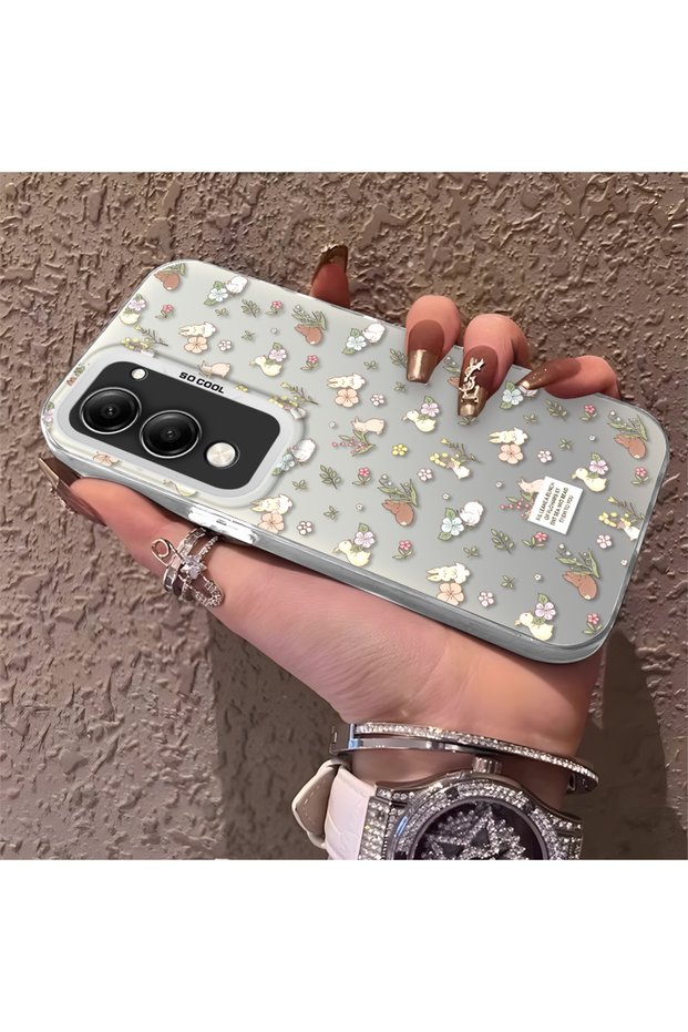 Vivo Y19/Y19S 5G/Y19E Compatible Plain Floral Case, Drop-Resistant Silicone, Stylish and Durable