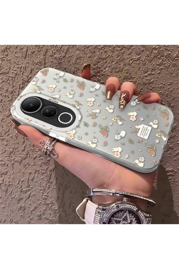 Vivo V50 Lite 4G/5G Compatible Plain Floral Case, Drop-Resistant Silicone, Stylish and Durable