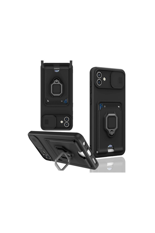 Samsung Galaxy A06 Case Zuma Silicone with Business Card and Ring - Black