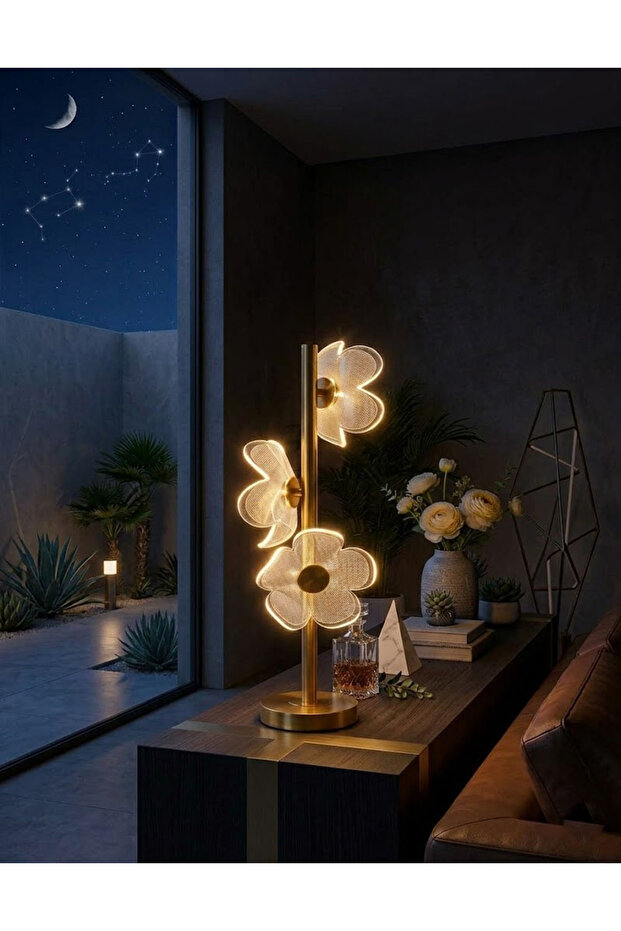 أبجورة أرضية بتصميم عصري أنيق مصباح ارضي ،شكل ورد بارتفاع 65 سم