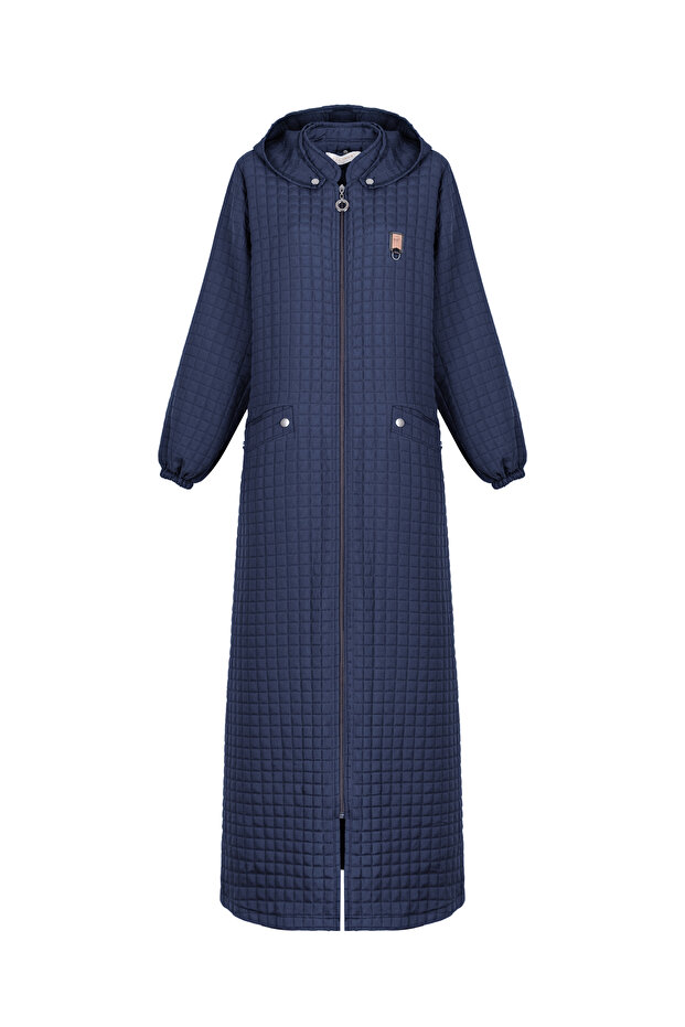 24145 Full Length Woven Quilted Robe with Hood, Seasonal, Stylish, Comfortable