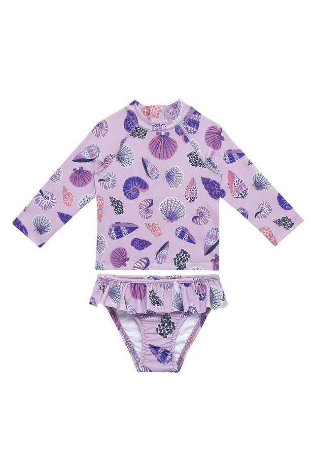 Uv Protection Long Sleeve Baby Girl & Kids 2 Piece Swimsuit Set