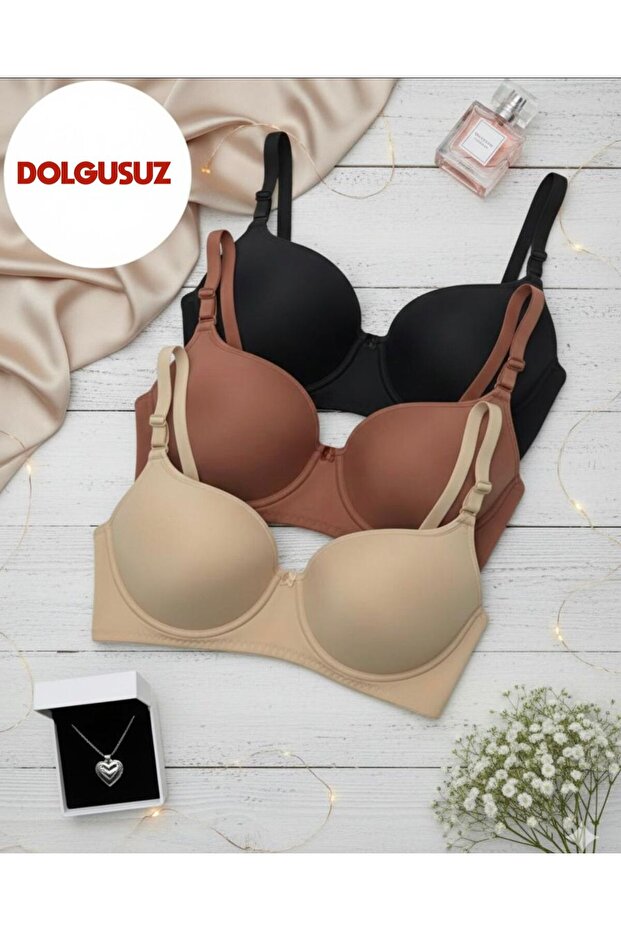 Tektaş Women's Non-Padded 3-Piece Bra with Underwire for Comfortable Daily Use
