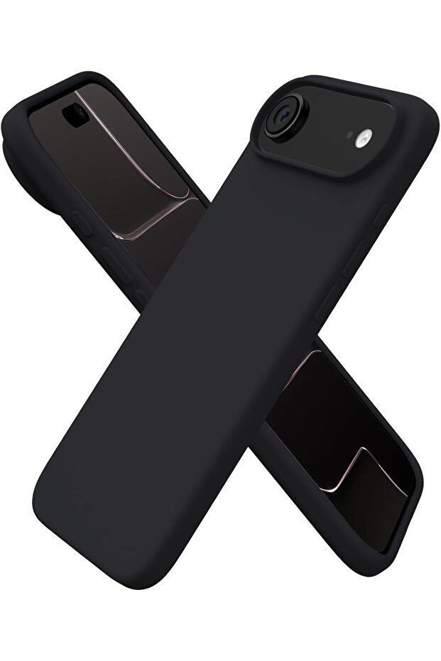 Liquid Silicone Case iPhone 17 Air,Soft Gel Full Body Protection,Matte Finish,Microfiber Lined Black