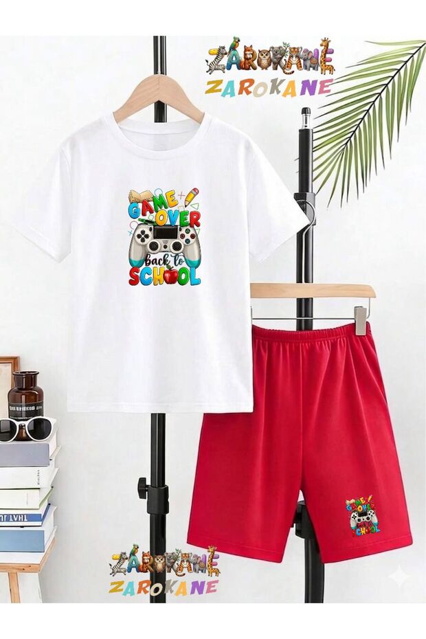 Game over School Printed Top and Shorts/T-Shirt Summer Children's Two-Piece Set