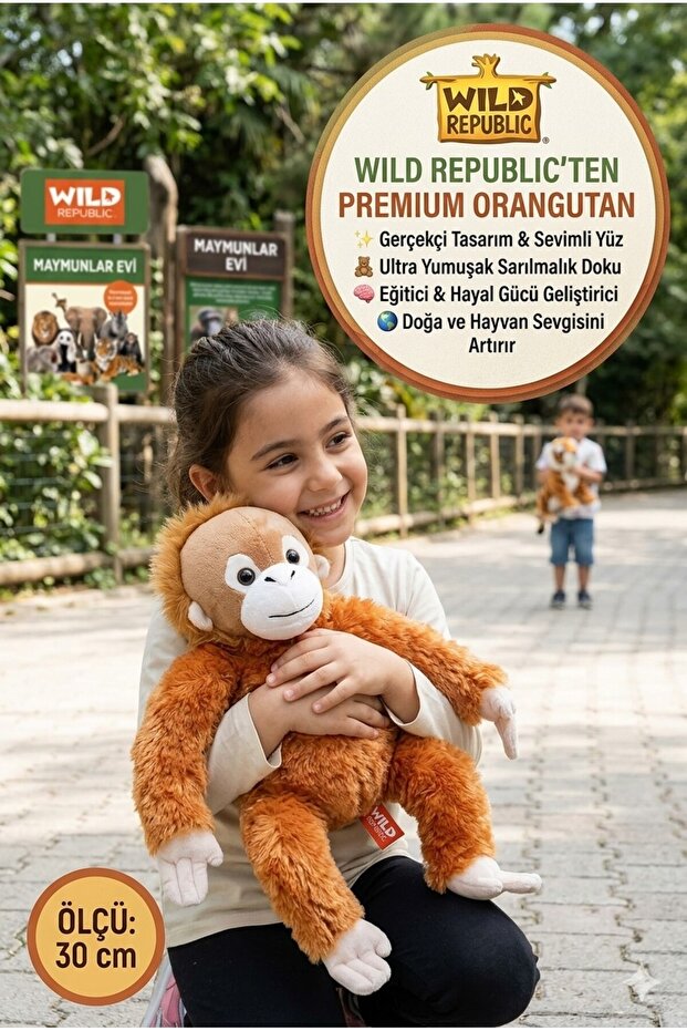 Wild Republic Orangutan Plush Toy Realistic Soft Adorable Monkey Toy 30 cm