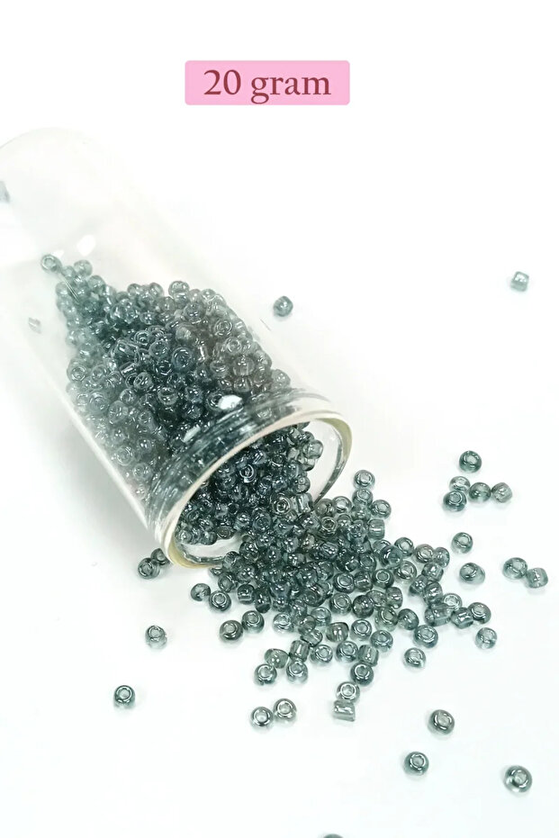Beads of Cast Glass Sand (8/0) 3 mm - 20 Grams - Transparent Grey - Bnc174