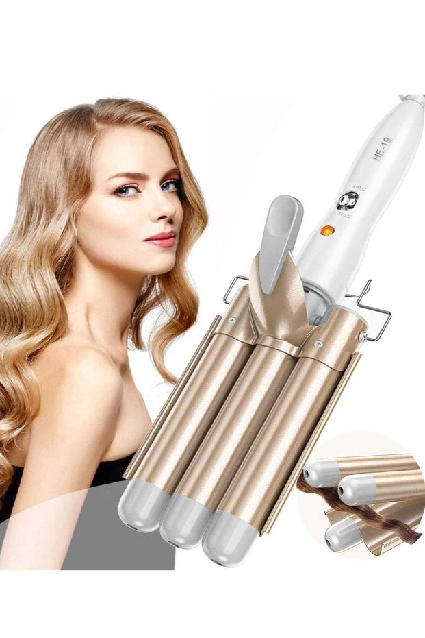 Roll over image to zoom in Three Barrel Hair Waver 25MM Big Wave Hair Curling Iron Wand with Two Spe