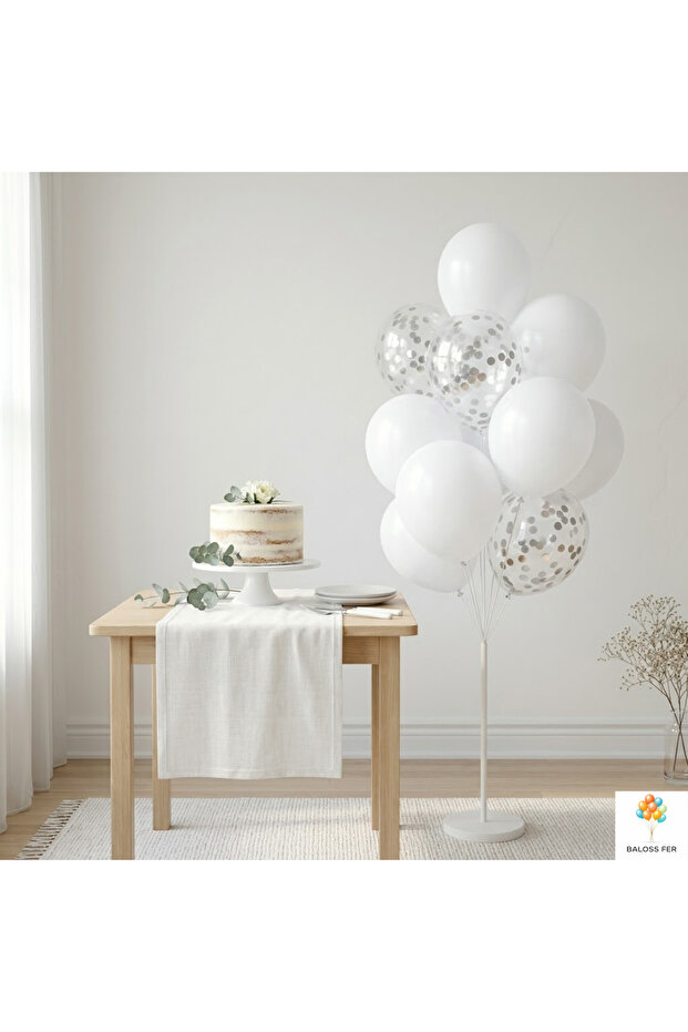 White Balloon Set of 10 Silver Confetti Transparent Balloons Mini Party Decoration