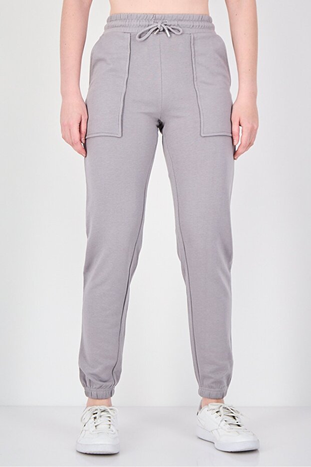 Women Regular Fit Solid Sweatpants, Grey