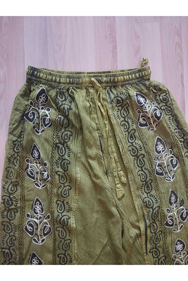 Cotton Viscose, Elastic Waist, Authentic, Ethnic, Bohemian, Covered Shalwar Trousers