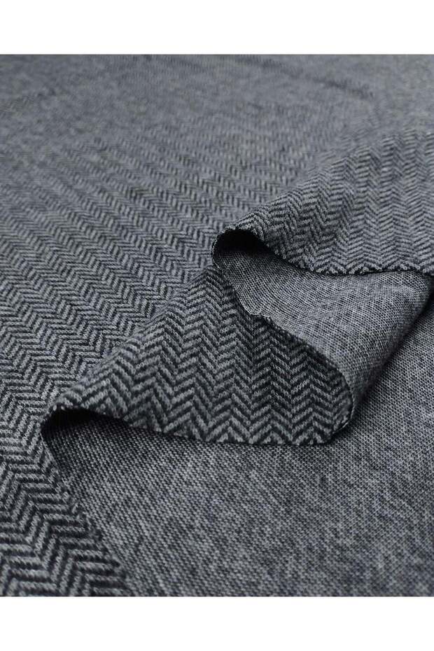 Herringbone Pattern Jacquard Knitted Fabric in Gray and Black Colors Width: 150cm