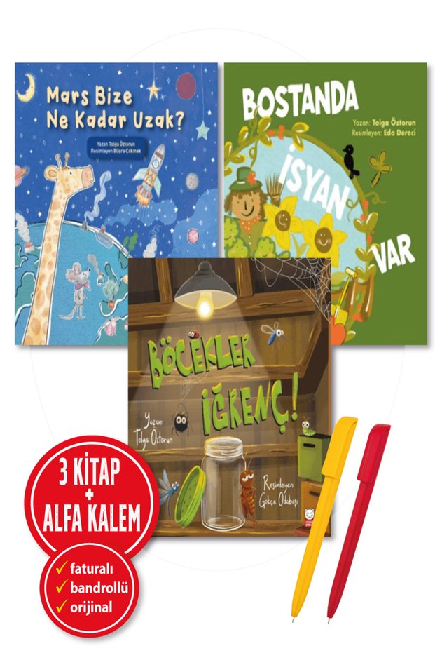 Alfa Kalem+Böcekler İğrenç!+Mars Bize Ne Kadar Uzak?+Bostanda İsyan Var(Tolga Öztorun) 3 Kitap