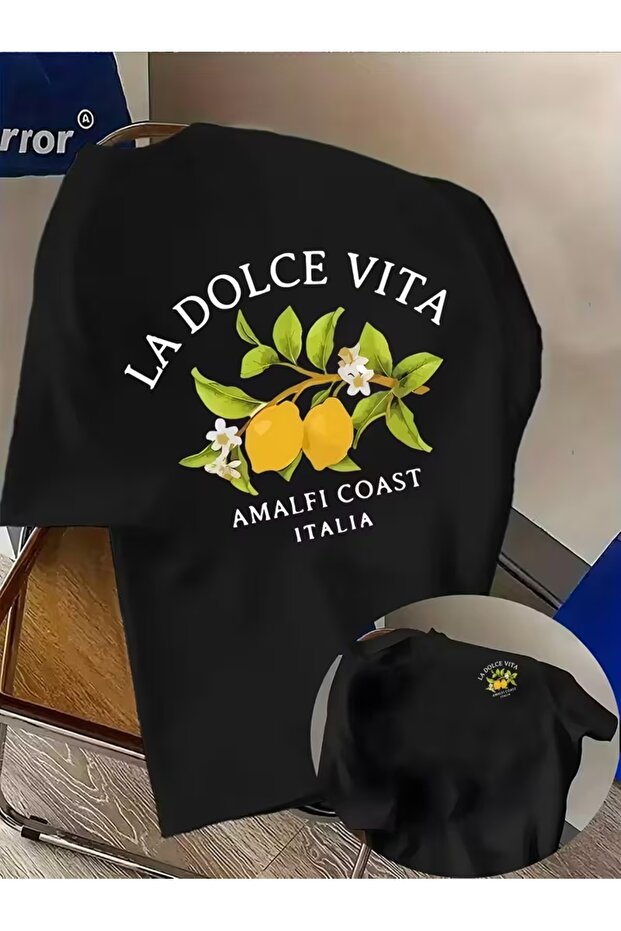Unisex La Dolce Vita Amalfi Coast Printed Oversize Crew Neck T-Shirt