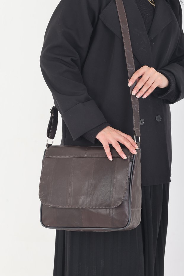 Genuine Leather Large Size Women's Shoulder and Messenger Bag / Large Size Women's Brown Leather Bag