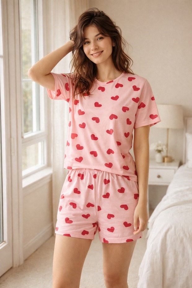 Summer Combed Cotton Patterned Shorts Set - 3