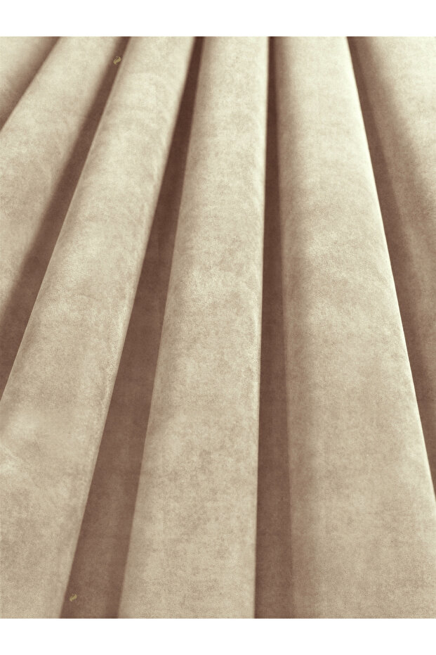 1/2 Dense Pleated Moonstone Beige Velvet Textured Background Curtain | Ironing Is Not Necessary. | Best Sellers