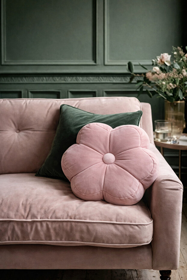 Powder Pink Velvet Handmade Cushion