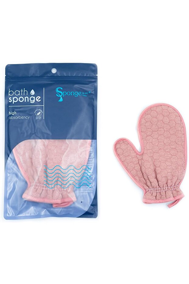 Pink Bath Sponge Glove for Exfoliating