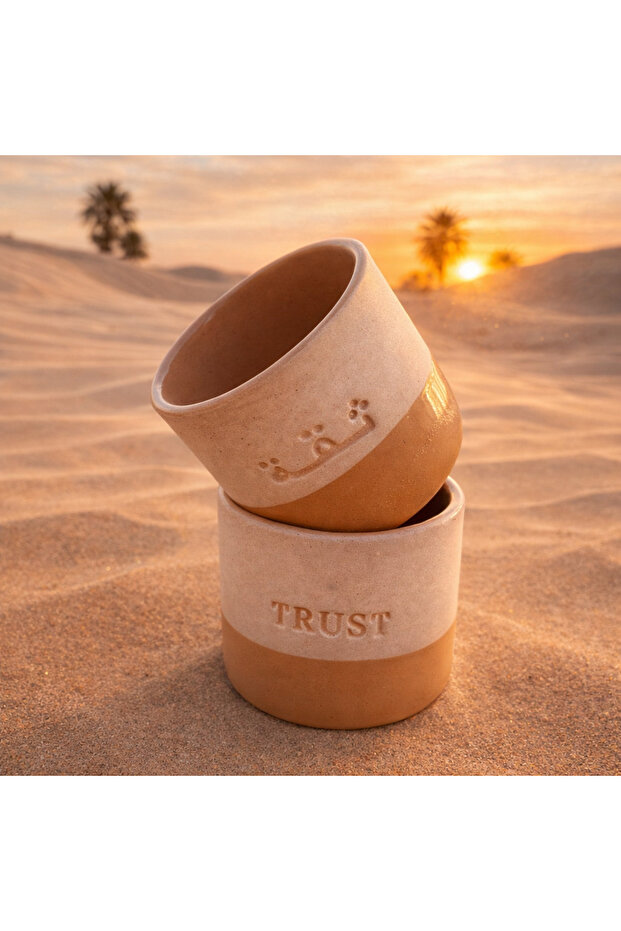 - UAE Trust Engraved Single Ceramic Cup - Sand