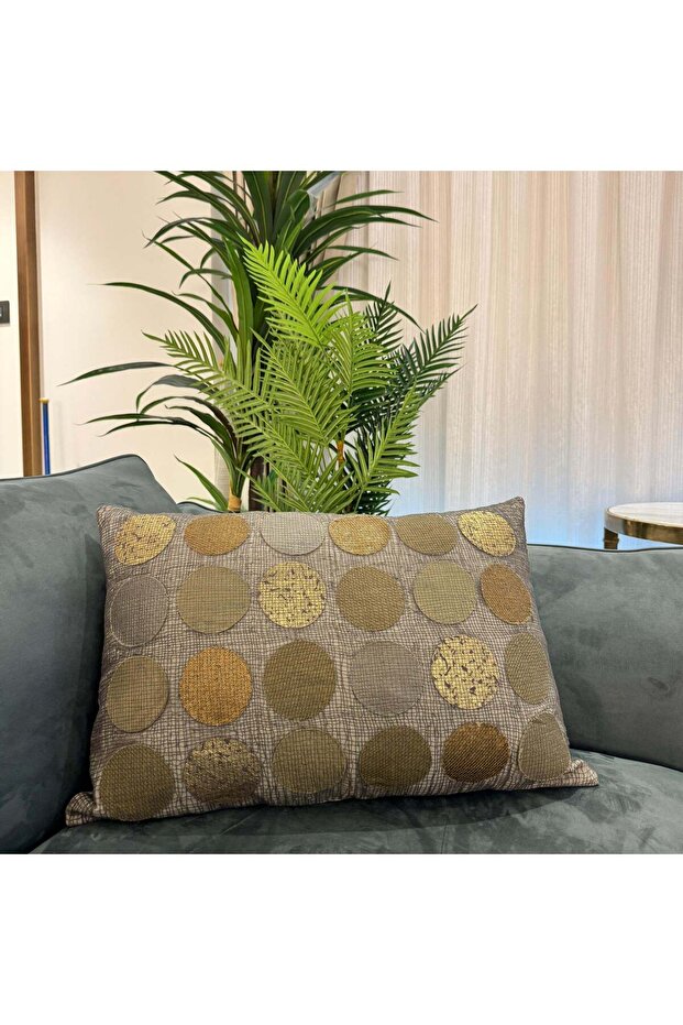 Threaded Grace Handmade Cushion – 40x60 cm, Hand-Loomed Cotton with Textured Circular Design – Filler Included
