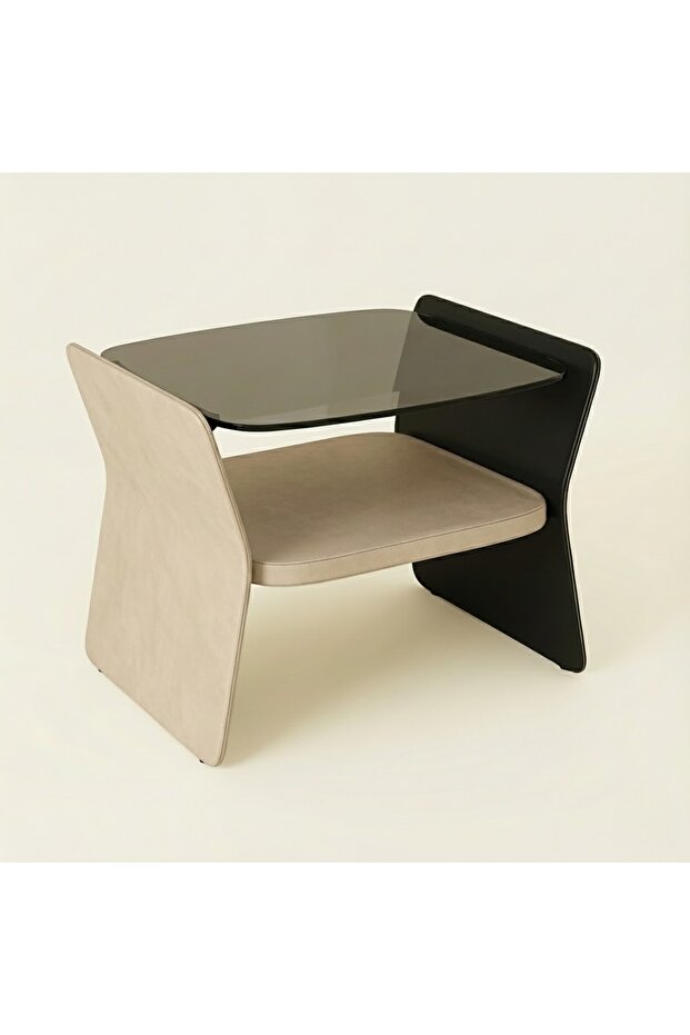 Roomy Black Tempered glass top with faux leather Night table