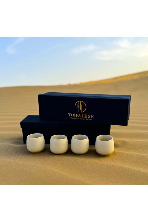 Tranquil Clay Cup – Gift Set of 4 | Handcrafted Tea & Coffee Drinkware, 7 × 6 cm | Luxury Gifts Dubai