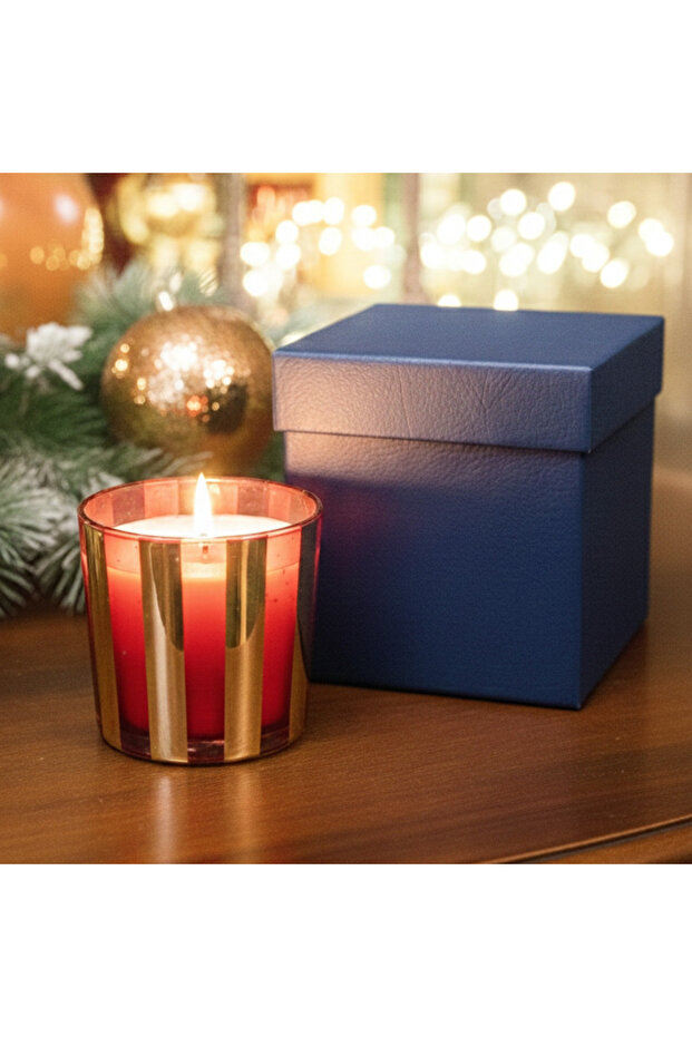 Crimson Glow Soy Candle in Gift Box | Luxury Scented Candle, : 8.5 cm (H) × 7 cm (Dia) | Ramadan Gifts UAE
