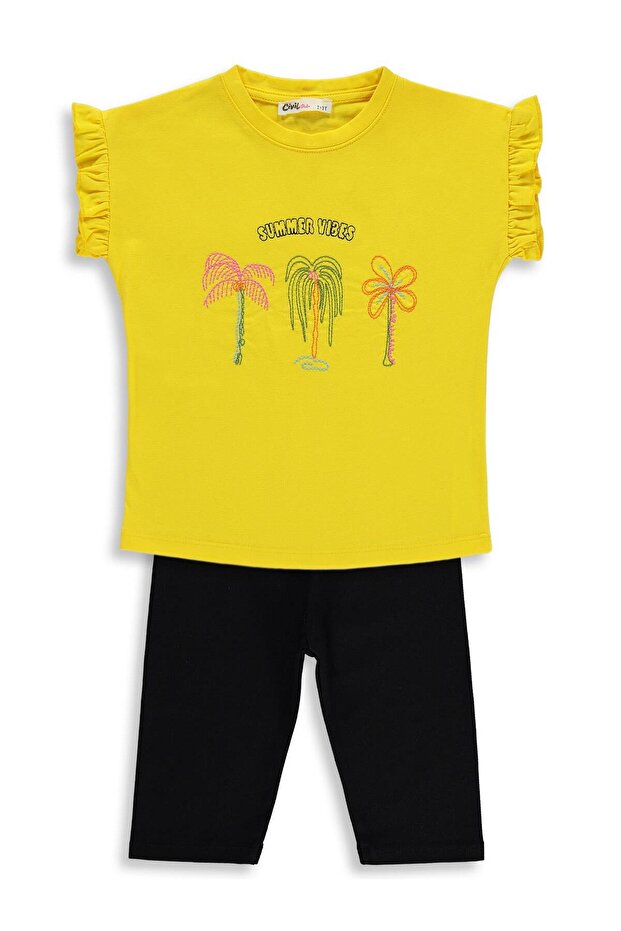 Palmiye Embroidered Set for 2-5 Years - Yellow