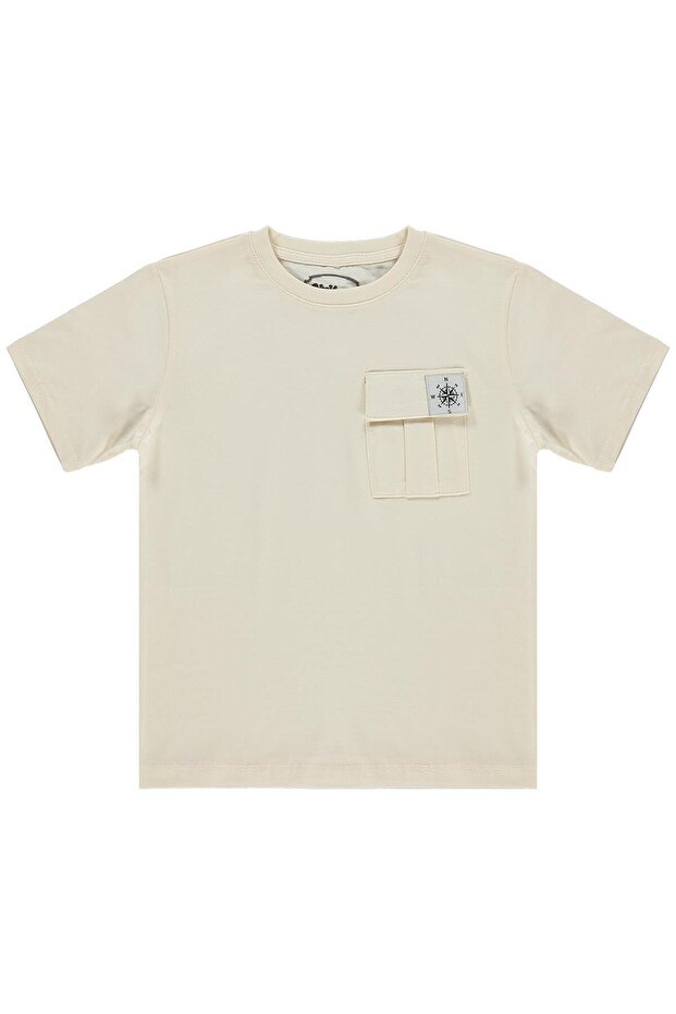 T-Shirt with Front Pocket for Ages 10-13 - Ivory