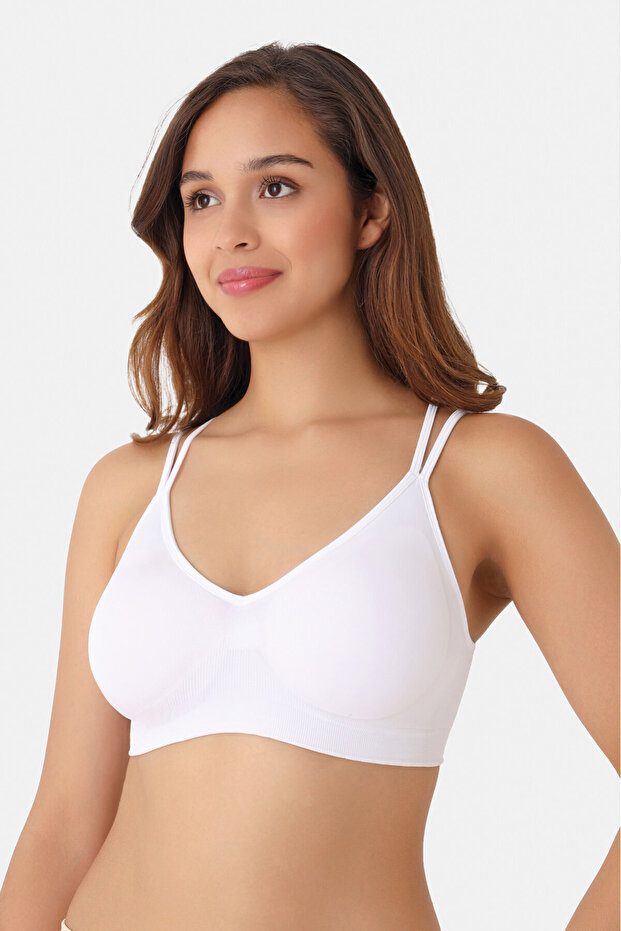White Seamless Covered Bralette - 1
