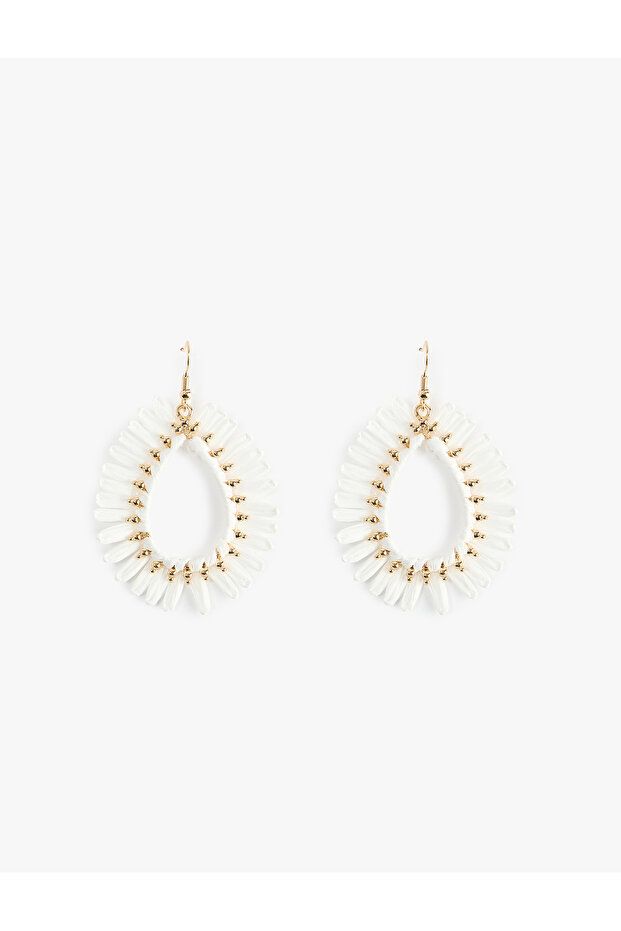Steel Mixed Material Dangle Oversized Straw Earrings