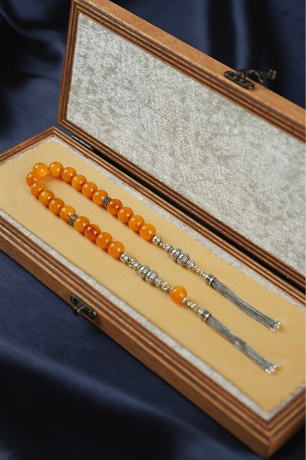 Silver Design Ateş-I Sıkma Amber Zaza Prayer Beads