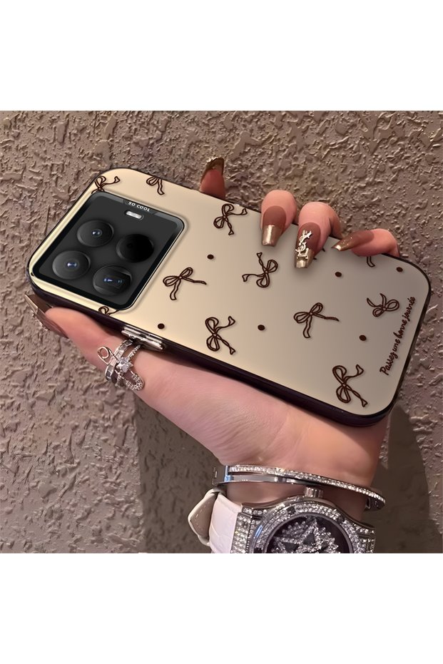 Mi 15t Pro Compatible High-Quality Brown Bow and Dot Printed Case