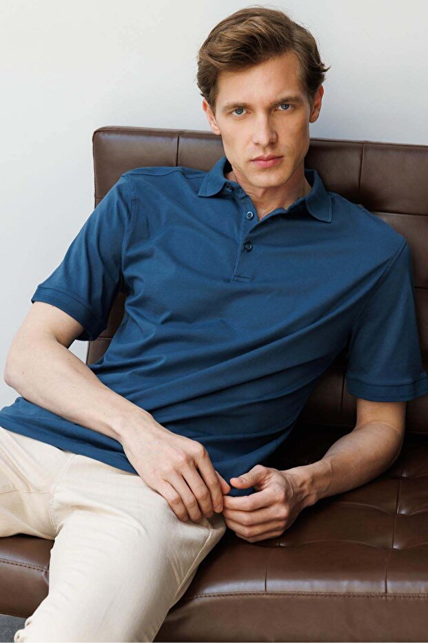 Men's Polo Neck T-shirt Petrol