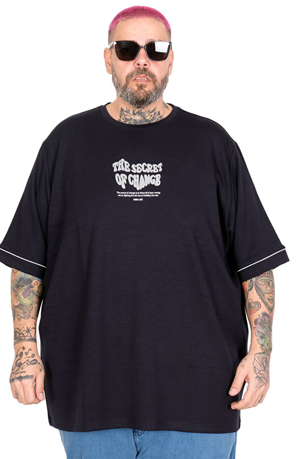 Mode XL Large Size T-Shirt the Secret U26220 Dark Blue