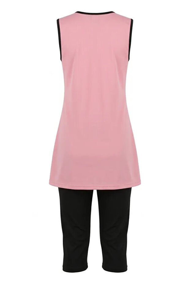 Quick Drying Zero Sleeve Basic Swimsuit Set 2612-12 Powder - 2