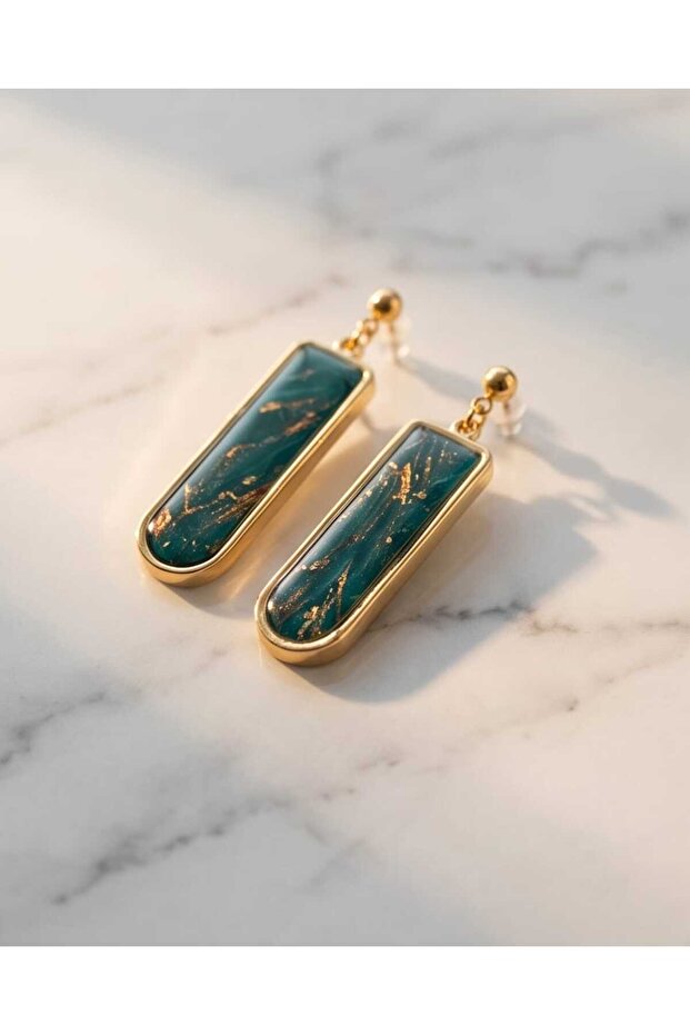 Ocean Green Polymer Clay Handmade Earrings (Stainless Steel Hardware)