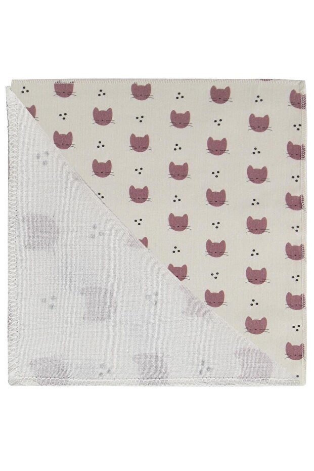 Cat Print 75X75 cm Blanket - Ecru
