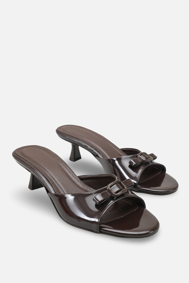 Flora Women's Short Heeled Slippers with Bow on the Front A006-K2606
