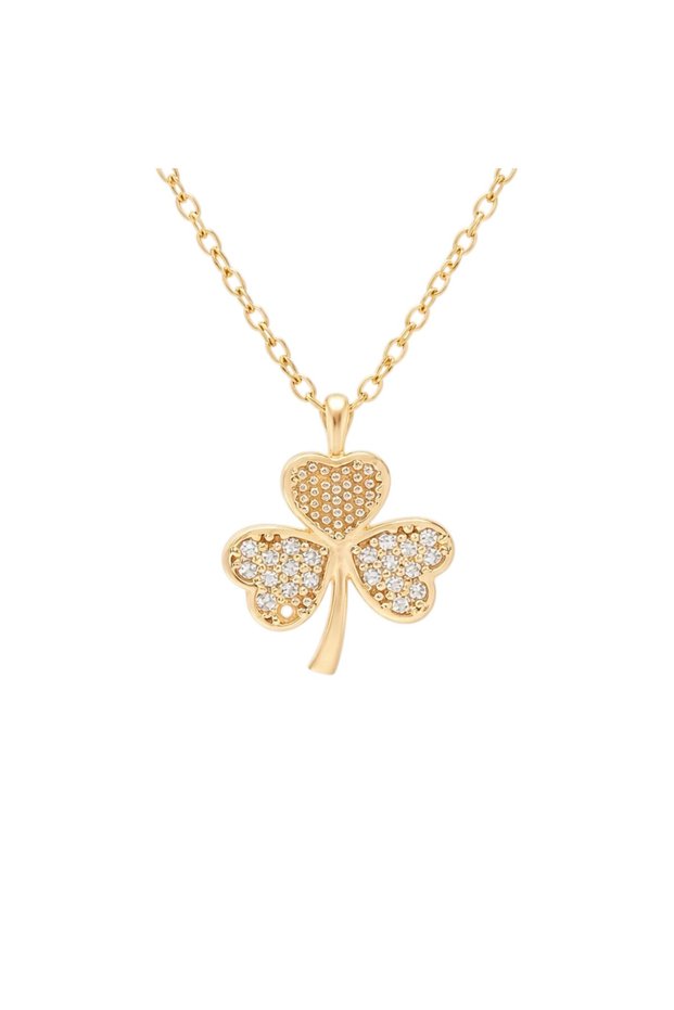 Yonca Model Steel Necklace Gold Color Zircon Stone Lucky Necklace Women's Necklace