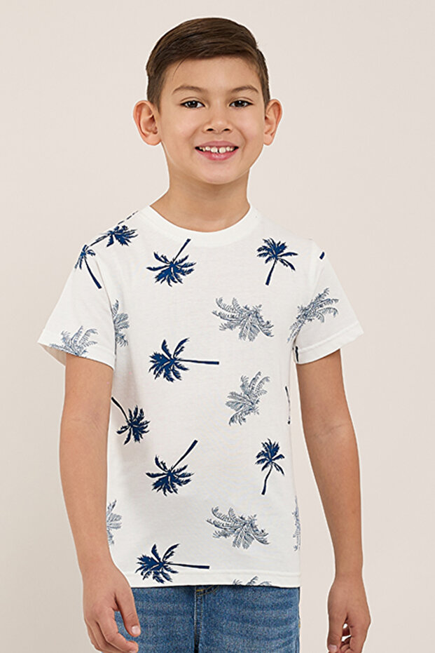 Printed T-Shirt with Crew Neck and Short Sleeves