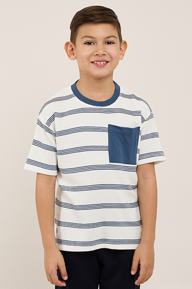 Striped T-Shirt with Crew Neck and Short Sleeves