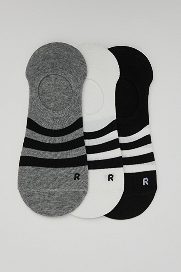 3 Pack Striped No-Show Socks