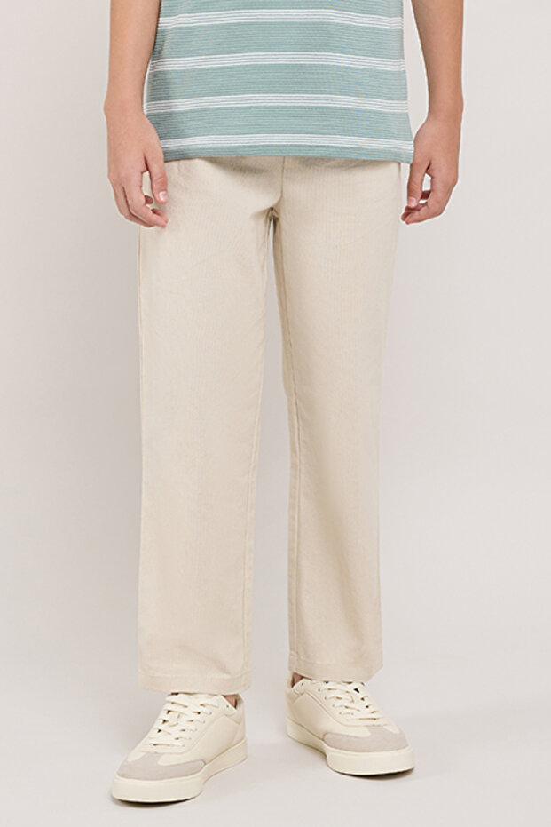 Solid Straight Fit Pants With Drawstring Waist - 1