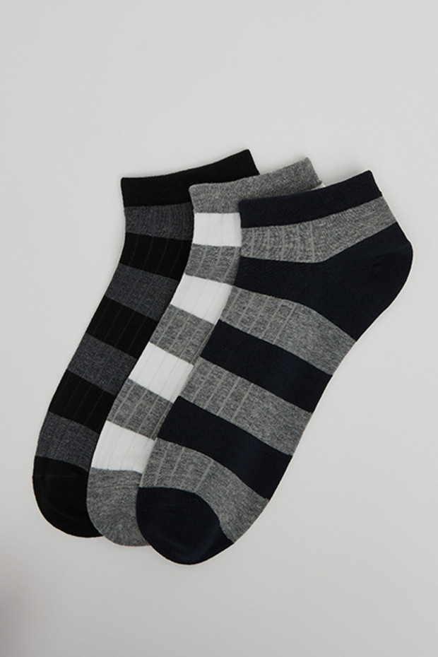 3 Pack Striped Ankle Socks
