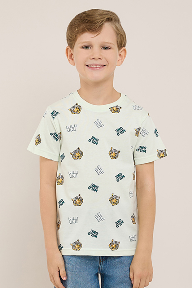 Printed T-Shirt with Crew Neck and Short Sleeves